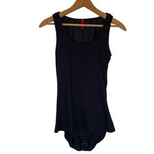 SPANX Black Ribbed Shapewear Tank Top Bodysuit     Size: S